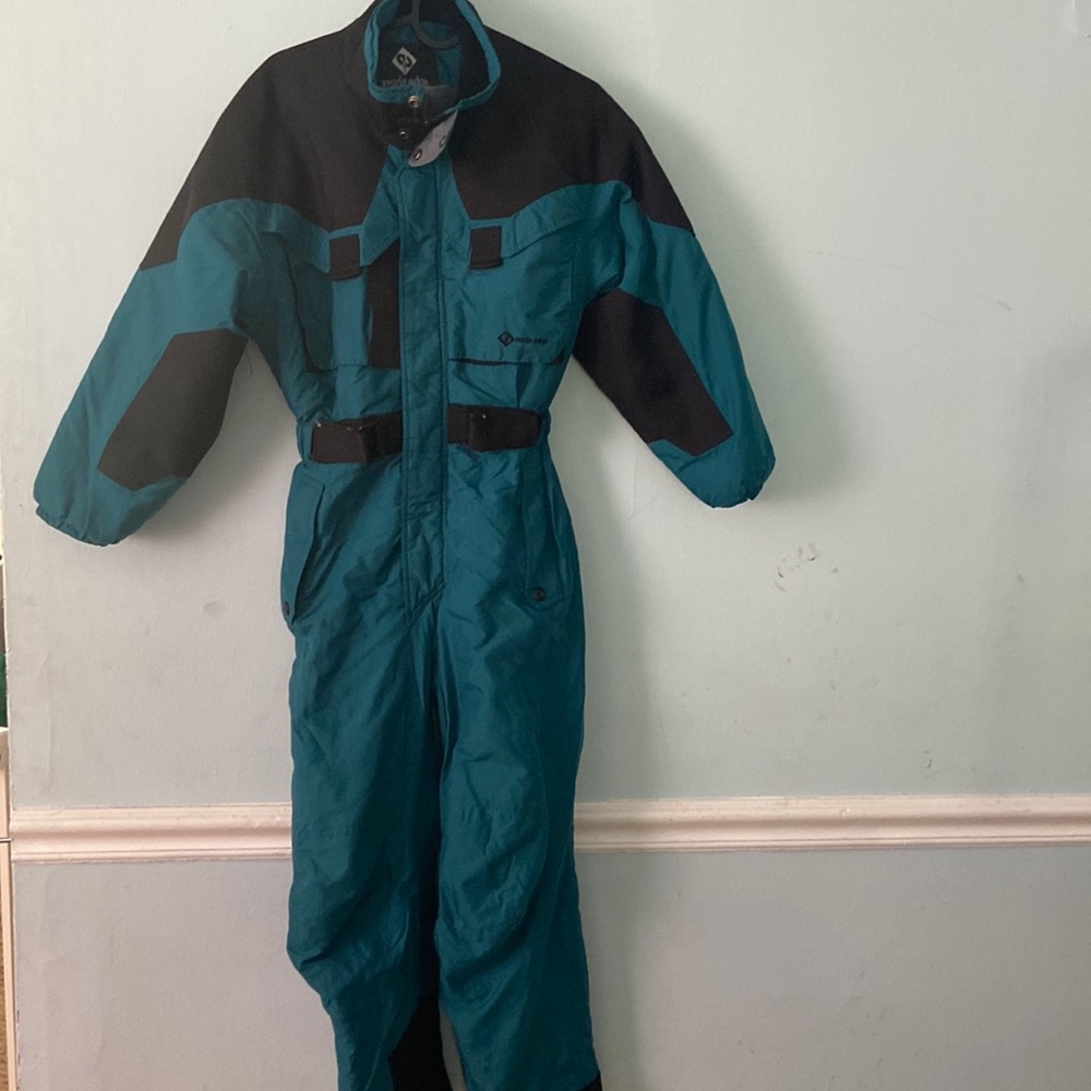Ski Suit Vtg One Piece Snowsuit Snow Bib retro Inside Edge Girl/Boy Kid sz 10/12